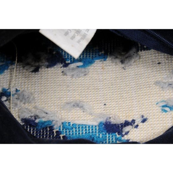 Jonathan Adler Lacoste Pillow 8 x 11 Navy Blue Turquoise Velvet Knit Pouch Sac - Picture 9 of 10